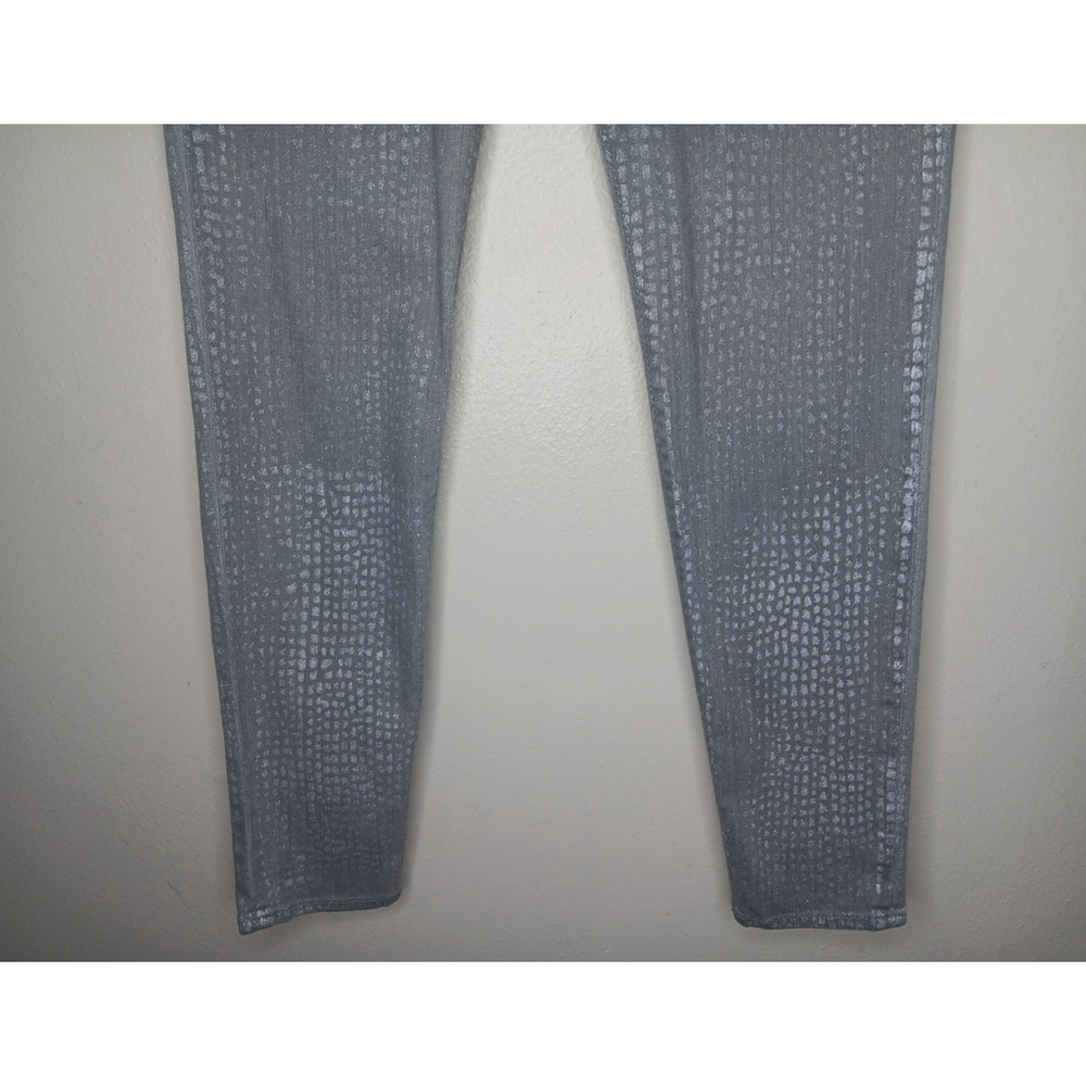 True Religion Chrissy Metallic Gray Snake Print Skinny Stretch Jeans Size 31 - Picture 6 of 12